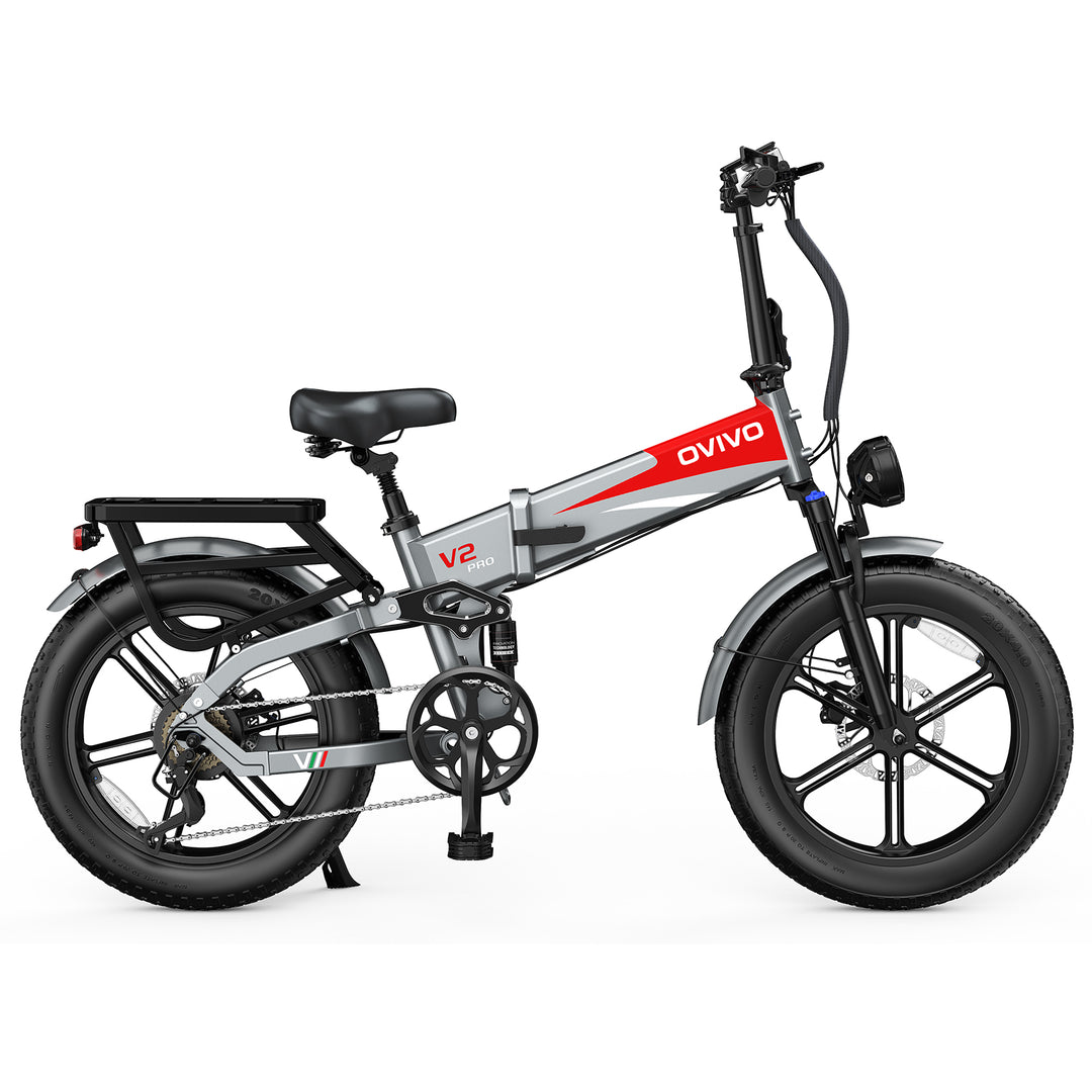 Bici Elettrica Ovivo V2 PRO 2.0 (Grigio/Rosso)